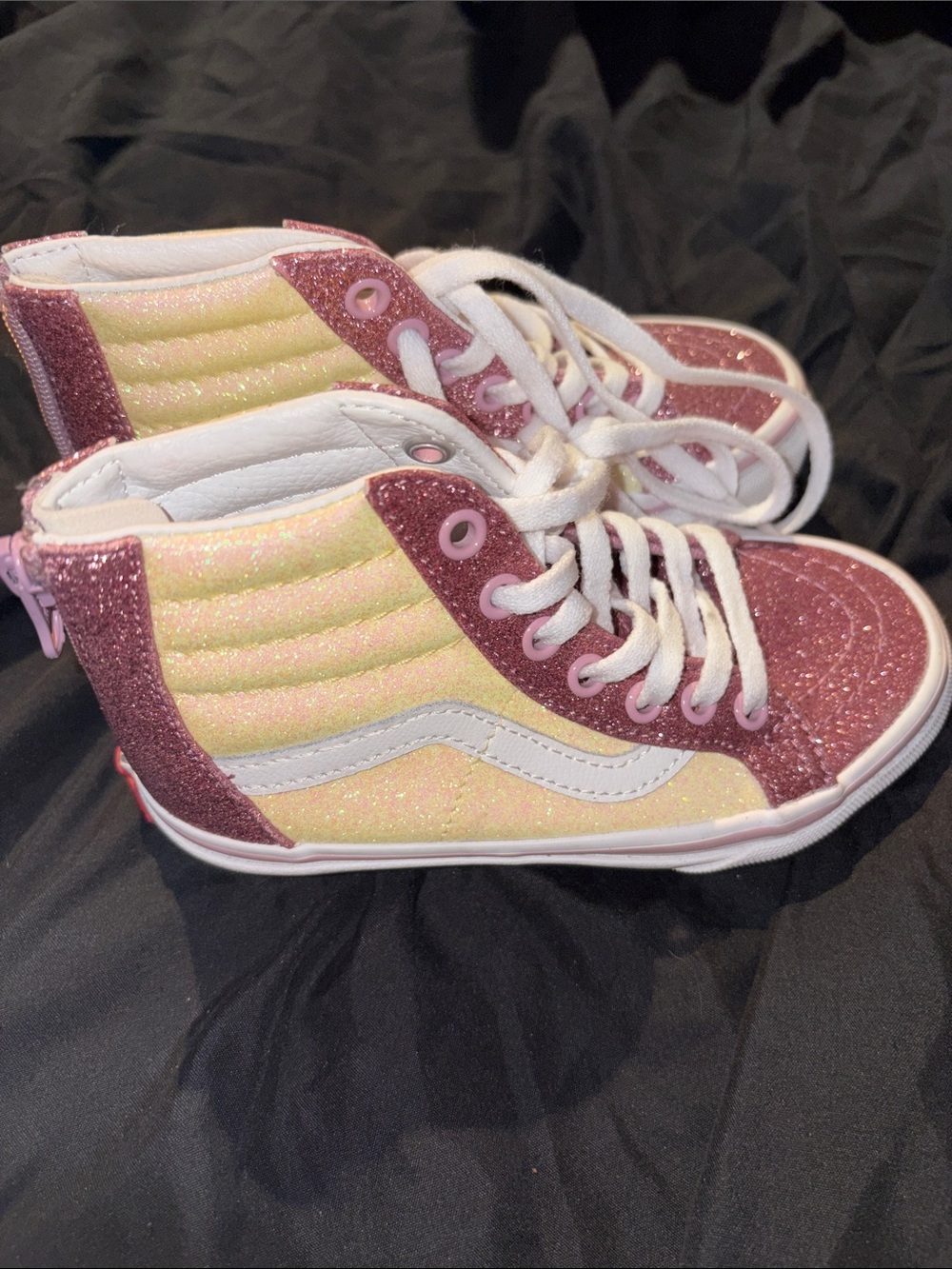 Kids Vans Pink Glitter High-Top Sneakers